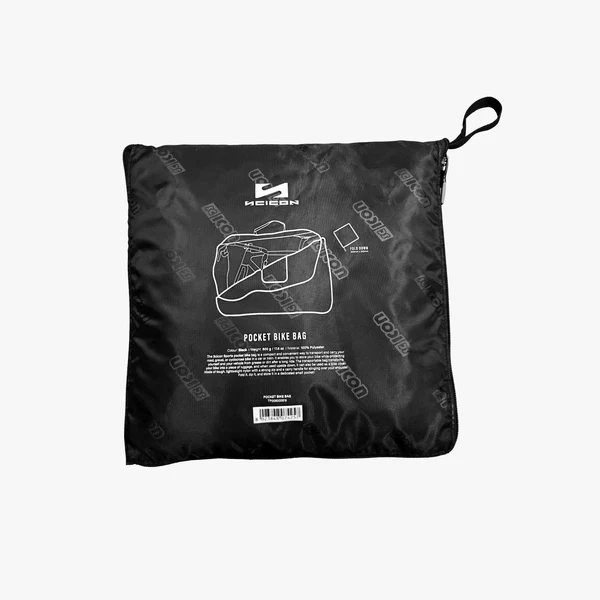 Scicon compact pocket bike travel bag showing padded exterior, zipper closure, and carrying handles for easy transportation.