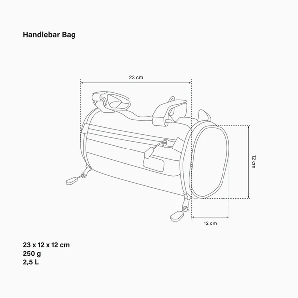 Scicon cycling handlebar bag attached to a bike, compact storage for essentials, weather-resistant design for outdoor rides.