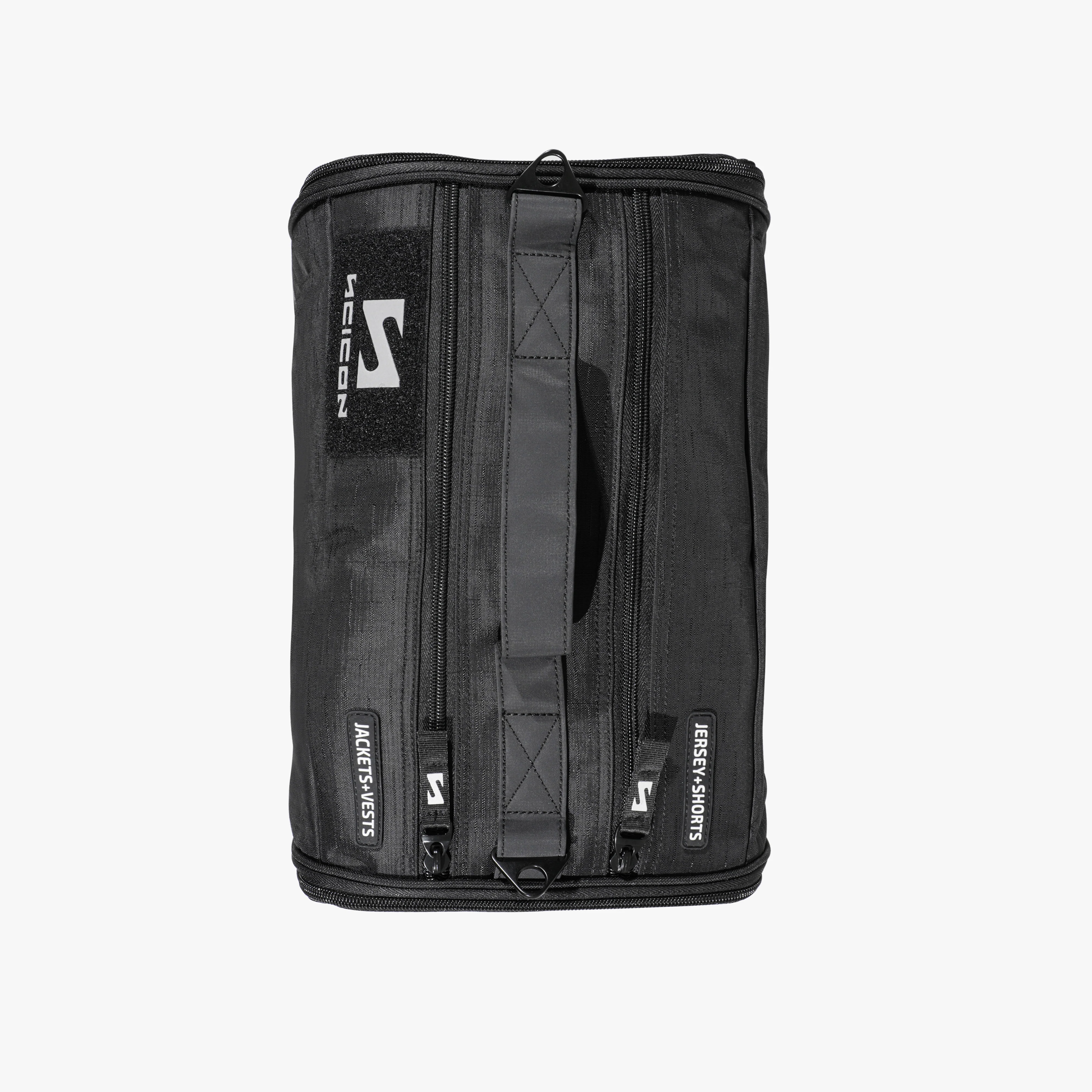 Scicon cycling rain gear bag with waterproof material and adjustable straps for storing and protecting cycling clothing in wet weather.