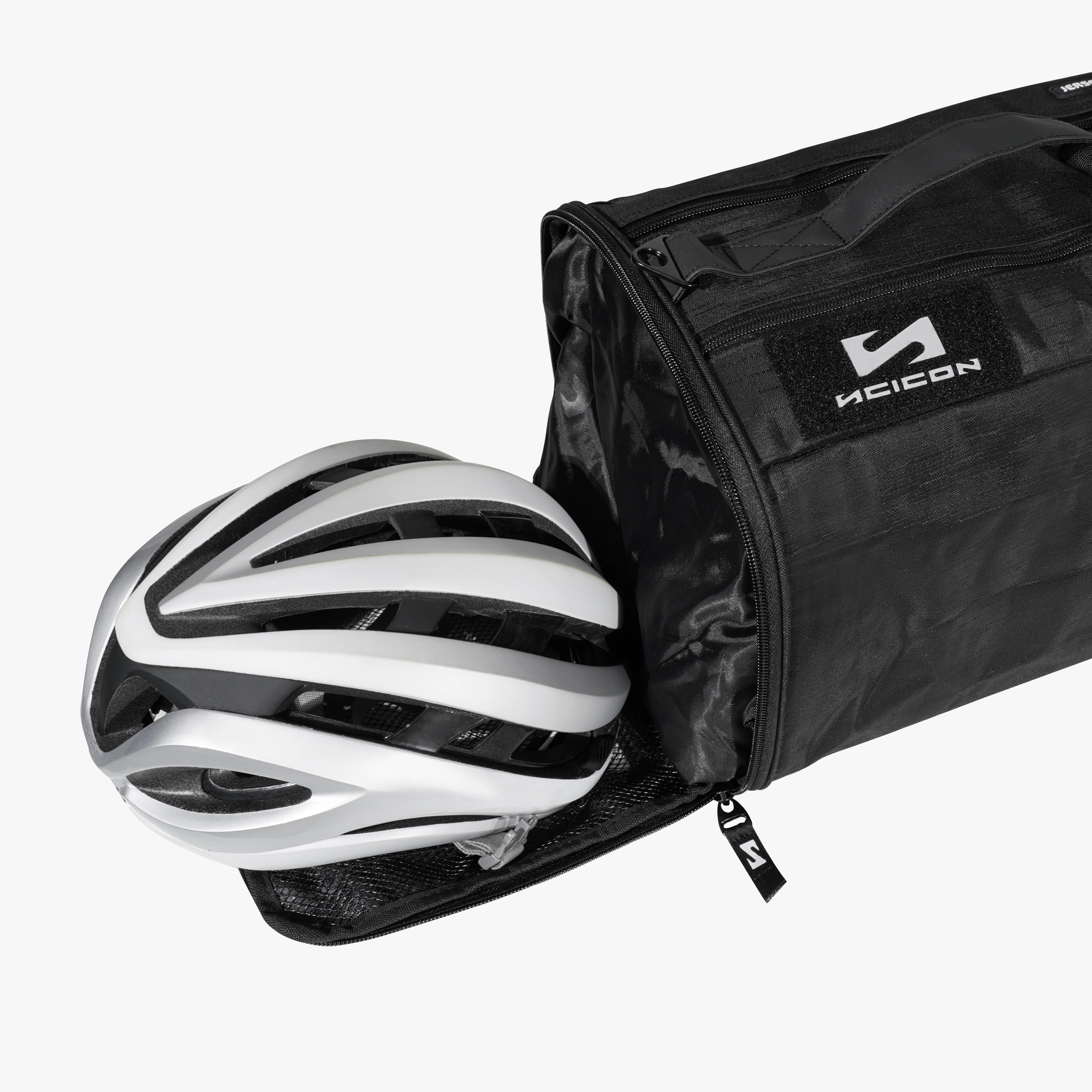Scicon cycling rain gear bag with waterproof design, adjustable straps, and multiple compartments for bike accessories.