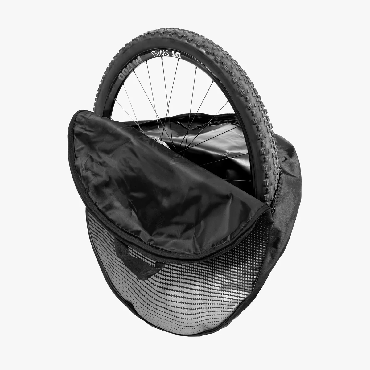 Scicon MTB 29er single wheel bag, black protective case for mountain bike wheels with padded interior and secure straps.