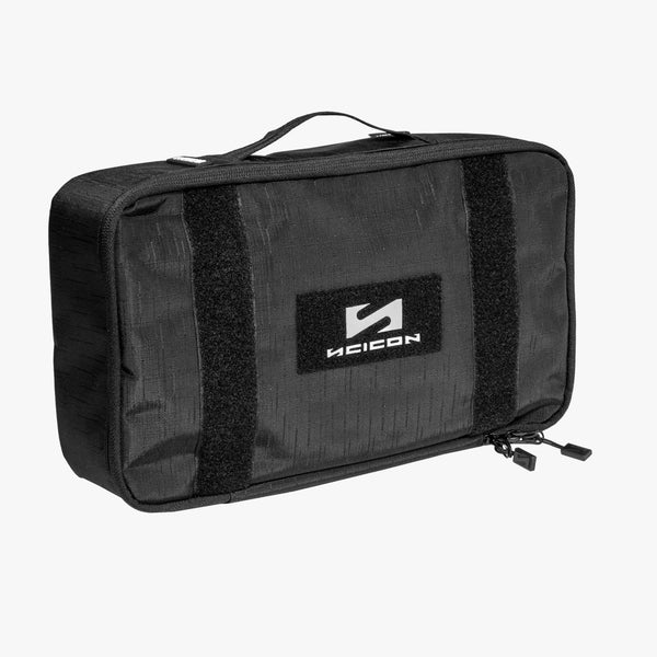 Scicon Multi Eyewear Display Storage Case with multiple compartments for glasses and sunglasses, black exterior and padded interior.