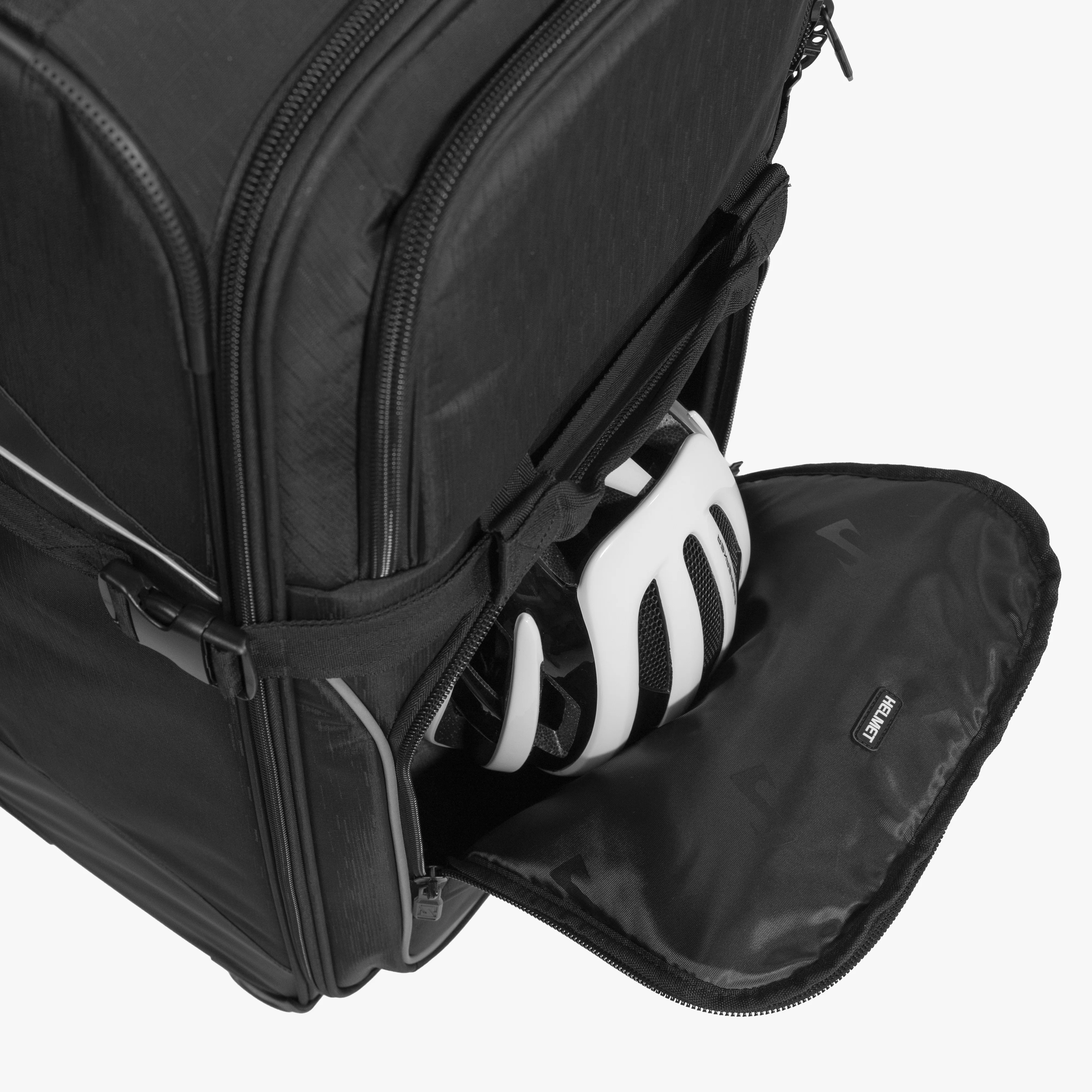 Scicon 80L 4WD Trolley Luggage in black with four wheels and extendable handle, designed for durable travel.