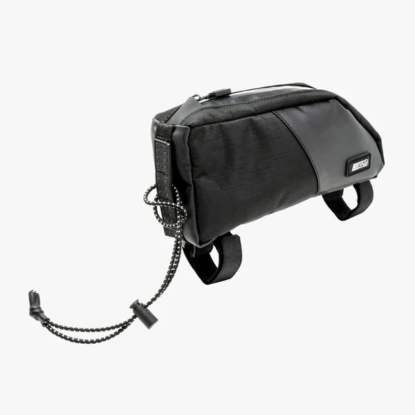 Scicon 1L top tube bag for bikes, compact storage with secure zip closure, mounted on a bicycle frame.