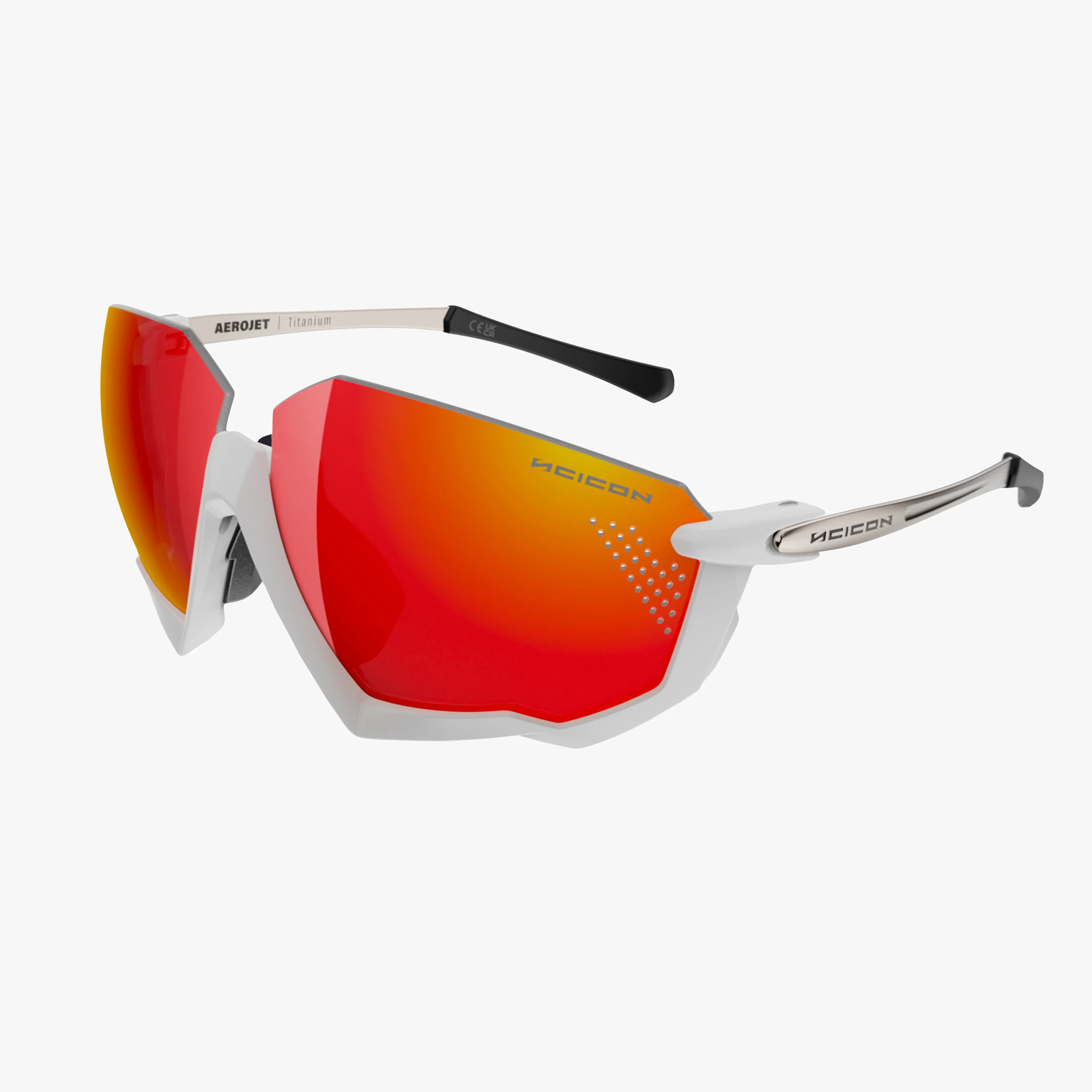 Scicon Aerojet Titanium eyewear with yellow fluo and blue mirror lenses, lightweight aerospace titanium frames for sporty style