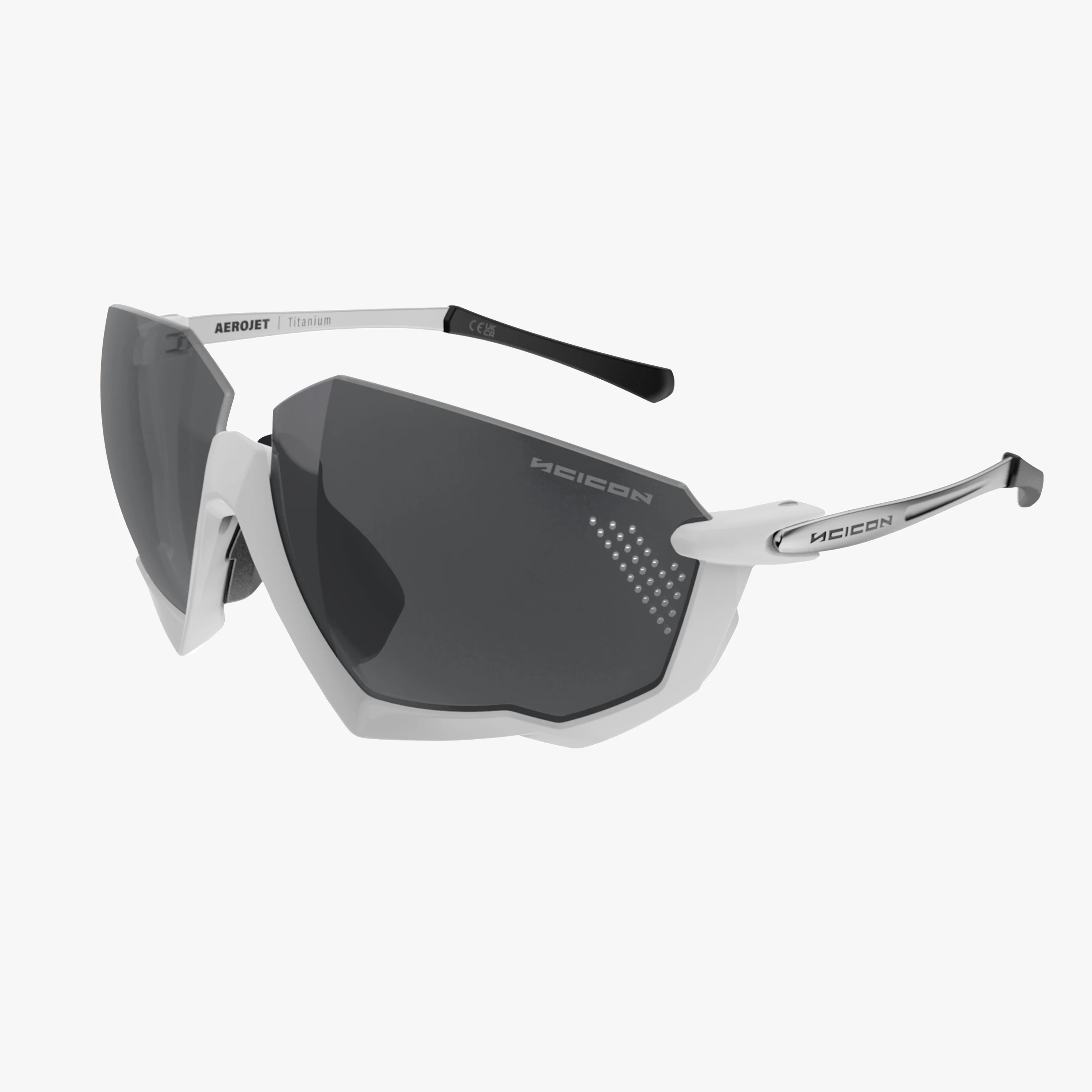 Scicon Aerojet Titanium eyewear with yellow fluo and blue mirror lenses, lightweight aerospace titanium frames.